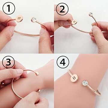 Zuo Bao Simple Rose Gold Zodiac Sign Cuff Bracelet with Birthstone Birthday Gift for Women (Scorpio)