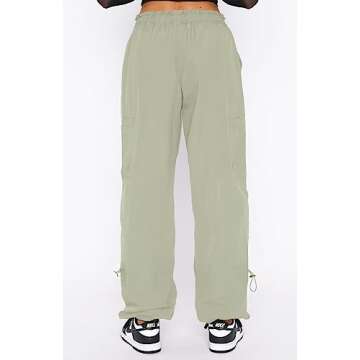 DISCIPBUSH Cargo Pants Women Baggy - Parachute Pants for Women, Rave Y2K Festival Outfits Light-Green S