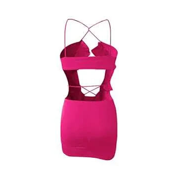 Y2K Dress for Women Sexy Sleeveless Printed Bodycon Mini Dresses Clothing 90s Vintage (E-Rose red, S)