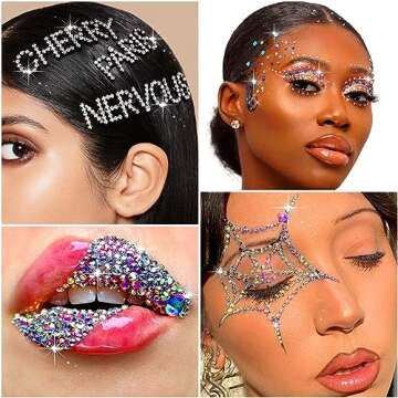 2609 Pieces Hair Gems,Hair Jewels Diamonds and Letters Rhinestones with Tweezers,Hair Pearls Stick on,Self Adhesive Bling Rhinestone Stickers for Crafts,Face,Eye,Nail,Clothing,6 Shapes, 3-8mm