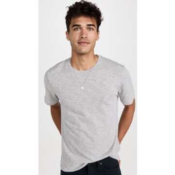ATM Anthony Thomas Melillo Men's Short Sleeve Slub Crew, Heather Grey, Small