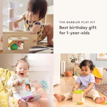 Lovevery, The Babbler Play Kit with Bonus Book 'Where is Crew's Shoe', Birthday Play Kit, Montessori Toddler Toy (Best Birthday Gift for 1 Year Old)