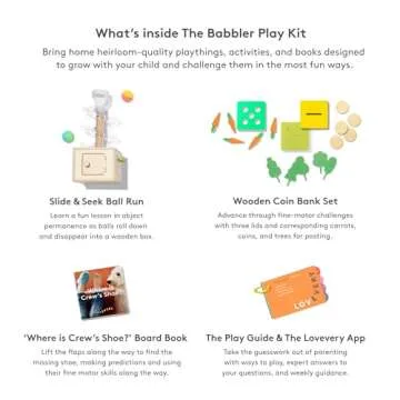 Lovevery, The Babbler Play Kit with Bonus Book 'Where is Crew's Shoe', Birthday Play Kit, Montessori Toddler Toy (Best Birthday Gift for 1 Year Old)