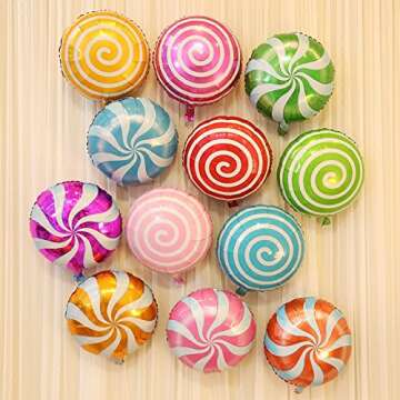 AnnoDeel 12 pcs 18" Sweet Candy Balloons, Round Lollipop Balloon Birthday Wedding Party Balloons