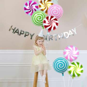 AnnoDeel 12 pcs 18" Sweet Candy Balloons, Round Lollipop Balloon Birthday Wedding Party Balloons