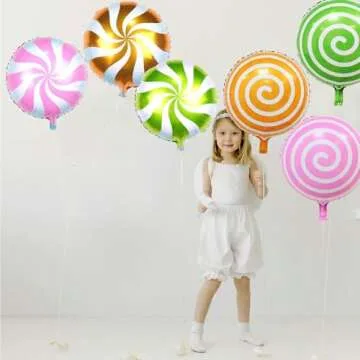 AnnoDeel 12 pcs 18" Sweet Candy Balloons, Round Lollipop Balloon Birthday Wedding Party Balloons