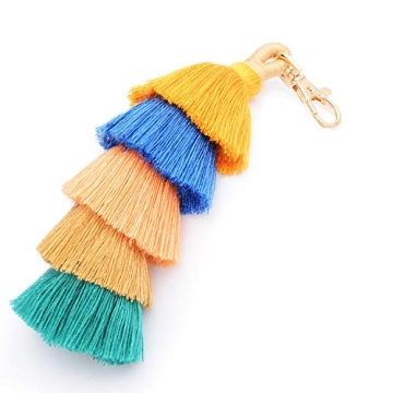 Colorful Boho Pom Pom Keychain for Fun Accessorizing