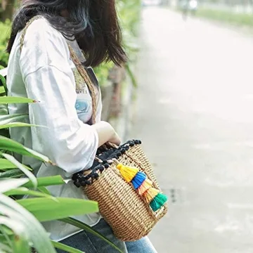 Colorful Boho Pom Pom Keychain for Fun Accessorizing