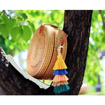 Colorful Boho Pom Pom Keychain for Fun Accessorizing