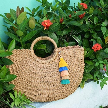 Colorful Boho Pom Pom Keychain for Fun Accessorizing