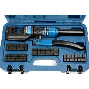 TEMCo TH0006 Hydraulic Electrical Cable Lug/Terminal Crimper Kit with 18 Die Sets 12 AWG - 00 (2/0) (5 US TON)