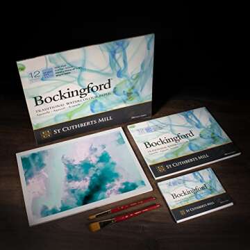 St. Cuthberts Mill Bockingford Watercolor Paper Pad - Premium Quality 16x12 Cold Press Sketching Pad...