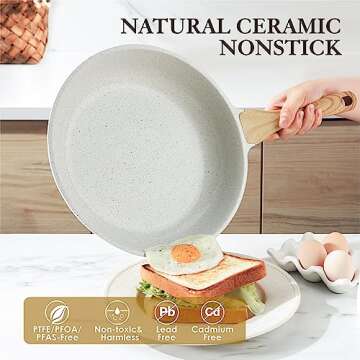SENSARTE Nonstick Ceramic Frying Pan Skillet, 12.5 Inch Omelet Pan, Healthy Non Toxic Chef Pan, Indu...