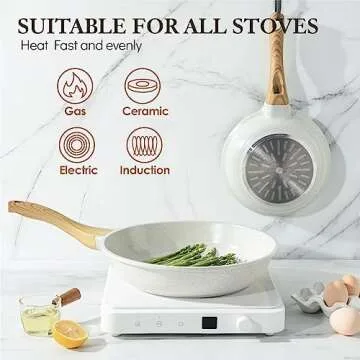 SENSARTE Nonstick Ceramic Frying Pan Skillet, 12.5 Inch Omelet Pan, Healthy Non Toxic Chef Pan, Induction Compatible Egg Pan with Heat Resistant Handle, PFAS-Free, White
