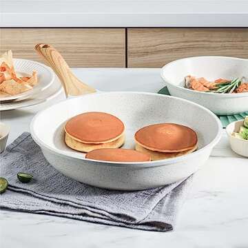 SENSARTE Nonstick Ceramic Frying Pan Skillet, 12.5 Inch Omelet Pan, Healthy Non Toxic Chef Pan, Induction Compatible Egg Pan with Heat Resistant Handle, PFAS-Free, White