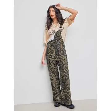 Trendy CIDER Leopard Print Denim Jumpsuit for Women
