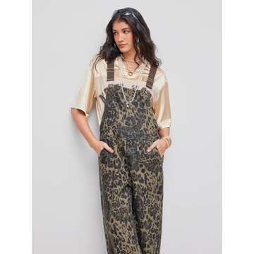 Trendy CIDER Leopard Print Denim Jumpsuit for Women