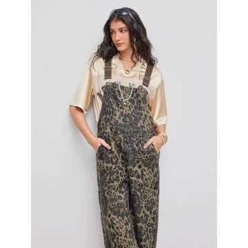 Trendy CIDER Leopard Print Denim Jumpsuit for Women