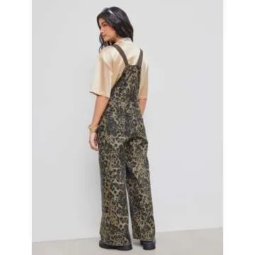 Trendy CIDER Leopard Print Denim Jumpsuit for Women