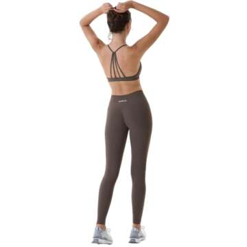 AUROLA Power Workout Leggings for Women 3 Pieces Pack Set Ribbed Thick Seamless Scrunch Active Pants,Black/Dark Grey/Chestnut Brown,M