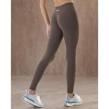 AUROLA Power Workout Leggings for Women 3 Pieces Pack Set Ribbed Thick Seamless Scrunch Active Pants,Black/Dark Grey/Chestnut Brown,M