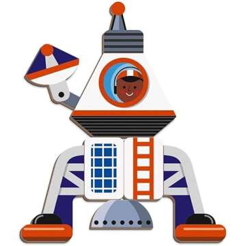 Janod - Magneti'Book Universe - 70 - Part Educational Magnetic Game Teaches Fine Motor Skills and Imagination - Suitable for Ages 3 and Up, J02589, White