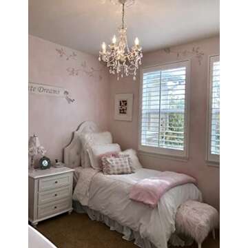 gypsy color The Original Brink House 4 Light Crystal White Hardwire Flush Mount Chandelier H17.5”xW15”, White Metal Frame, Clear Glass Stem, and Acrylic Crystals