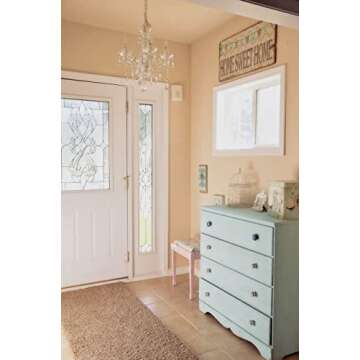 gypsy color The Original Brink House 4 Light Crystal White Hardwire Flush Mount Chandelier H17.5”xW15”, White Metal Frame, Clear Glass Stem, and Acrylic Crystals