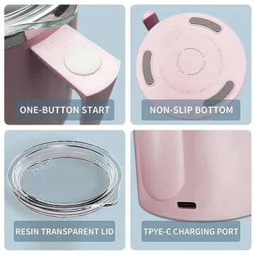 FOXNSK Self Stirring Mug, Self Stirring Coffee Mug Magnetic Stirring Mug Electric Magnetic Stirring Coffee Mug Rechargeable Self Stirring Mug Suitable for Coffee/Milk/Protein Powder (Pink)