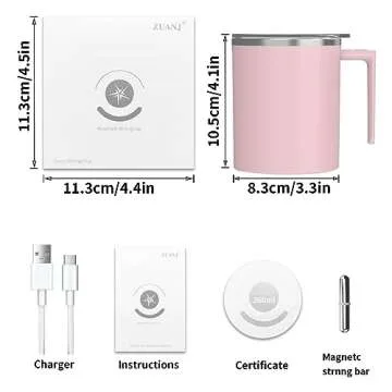 FOXNSK Self Stirring Mug, Self Stirring Coffee Mug Magnetic Stirring Mug Electric Magnetic Stirring Coffee Mug Rechargeable Self Stirring Mug Suitable for Coffee/Milk/Protein Powder (Pink)