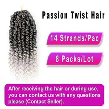 Pre-twisted Passion Twist Crochet Hair 10 Inch 8 Packs Crochet Passion Twist, Pre Looped Short Ombre Passion Twist Hair Crochet Twist Braids Bohemian Crochet Hair for Women Curly Ends T-Gray