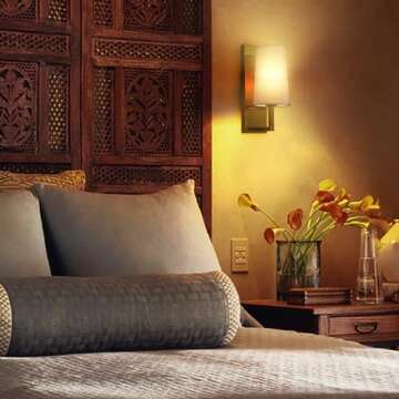 TEENYO Gold Wall Sconce Set of 2 Mid-Century Modern Fabric Shade Sconces Wall Lighting Hardwired Ind...