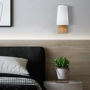 TEENYO Gold Wall Sconce Set of 2 Modern Fabric Shade Lighting