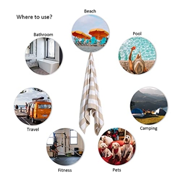 LULUHOME Large Oversized Beach Towel Soft Striped Ultra-Absorbent