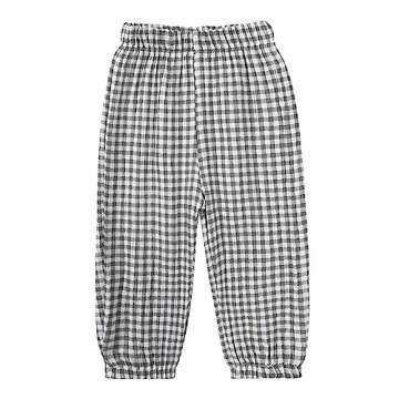 Kids Elastic Basic Harem Trousers Unisex Baby Boys Girls Casual Cotton Linen Loose Long Baggy Pants Toddler Clothes (7-8 Years,3PC Floral E,US,7 Years,8 Years,Age)