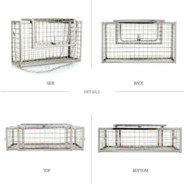 Iron Cage Box Clutch Purse Handbag Evening Bag (Silver)