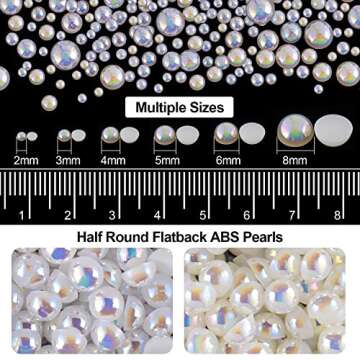 4000PCS Flatback Rhinestones and Half Round Pearls Kit #1, Multi Size Glass Clear & AB Crystals, Plastic Flat Back White AB & Beige AB Dome Bead with Pickup Pencil and Tweezer for Nail Art