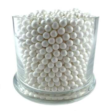 Color It Candy Shimmer White Pearls 2 Lb Bag - Perfect For Table Centerpieces, Weddings, Birthdays, Candy Buffets, & Party Favors.