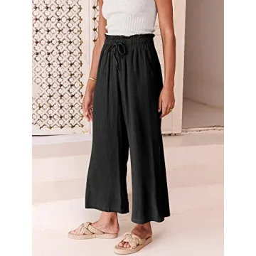 ANRABESS Women Linen Pants Chic High Waist Summer Style