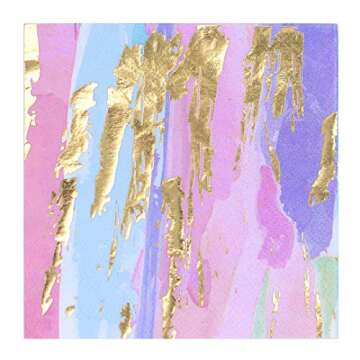 Elegant 30 Pack Cocktail Napkins with Gold Foil Design - Perfect for Parties and Celebrations