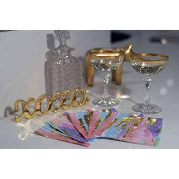 Elegant 30 Pack Cocktail Napkins with Gold Foil Design