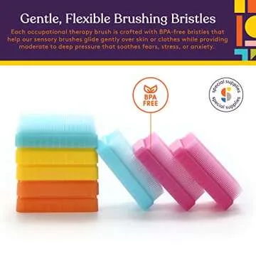 Special Supplies Sensory Brush Therapressure Therapy Brush for Occupational and Sensory Brushing, Stimulating, Calming Tools for Kids and Adults, Soft Flexible Bristles, Latex Free (Primary 8-Pack)