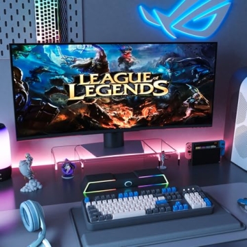 X-cosrack Acrylic Monitor Stand Riser,Dual Monitor Stand with Adjustable Length and Angle,3 Shelf with Anti-Slip Mat for Laptop, Computer, PC, Printer,TV Screen