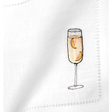 Sferra Aperitivo Embroidered Linen Cocktail Napkins (6x6), Set of Four