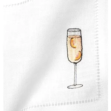 Sferra Aperitivo Embroidered Linen Cocktail Napkins (6x6), Set of Four
