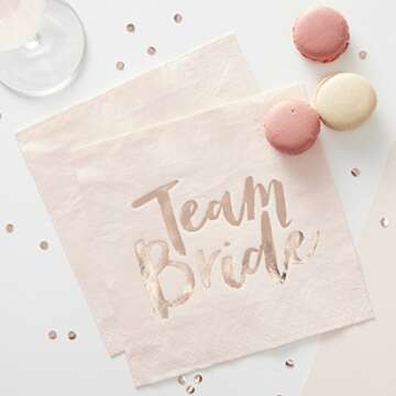 Ginger Ray Pink & Rose Gold Hen Party Team Bride Paper Napkins x 20- Team Bride, 20 x 33 cm