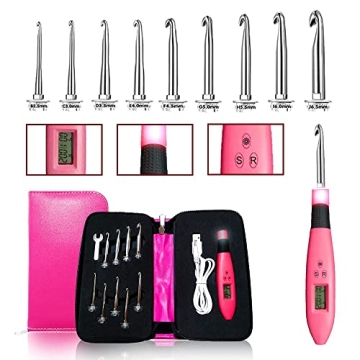 Digital Crochet Hooks 2.5-6.5mm, Lighted Crochet Hooks Set for Stitch & Row Counting with Case