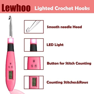 Lighted Digital Crochet Hooks Set with Stitch Counter