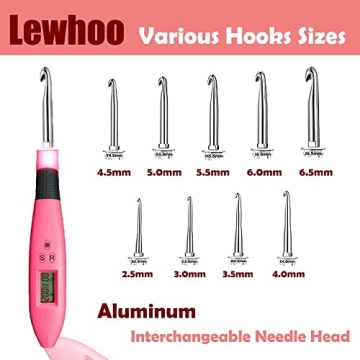 Lighted Digital Crochet Hooks Set with Stitch Counter