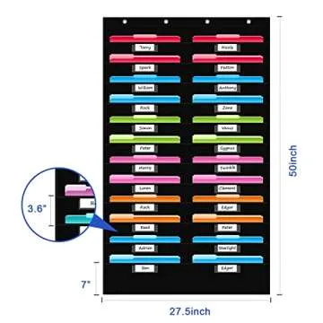 REGELETO 24 Pocket Storage Chart with Nametag Pockets, Hanging Wall File Organizer for Classroom and...